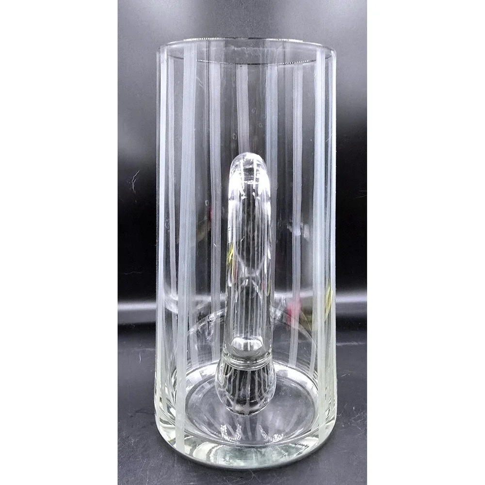 Chill-It‎ Aluminum Ice Tube Glass Pitcher Vtg Gilley Etched Manhatten Stripes